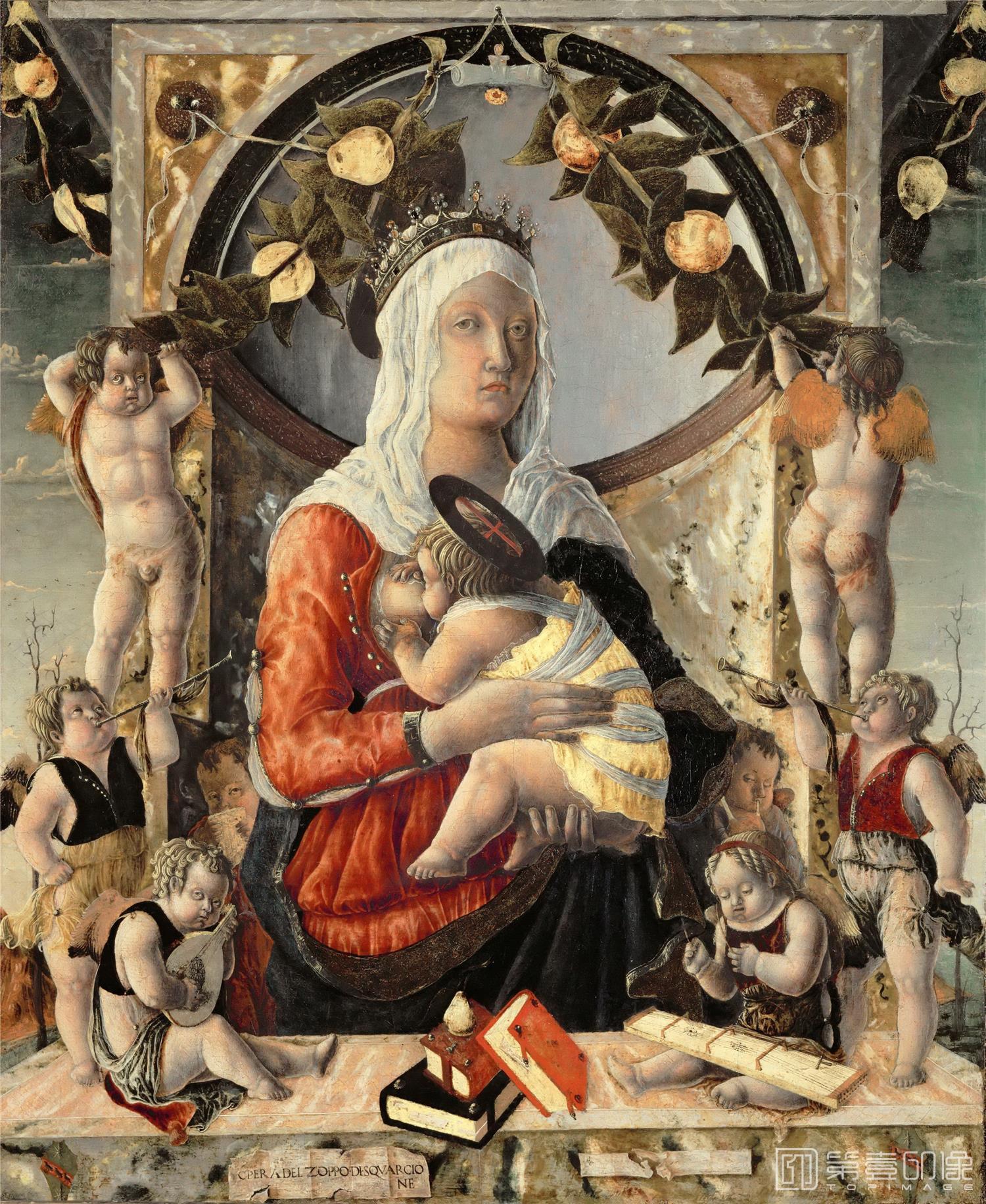 油画-卢浮宫-Marco ZoppoMadonna and Child surrounded by eight angels-1301